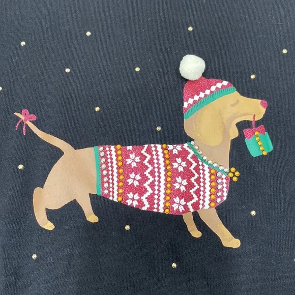 NWT. Kendra Scott, women’s size Large, long sleeve Doxie Christmas t-shirt. - Picture 1 of 14